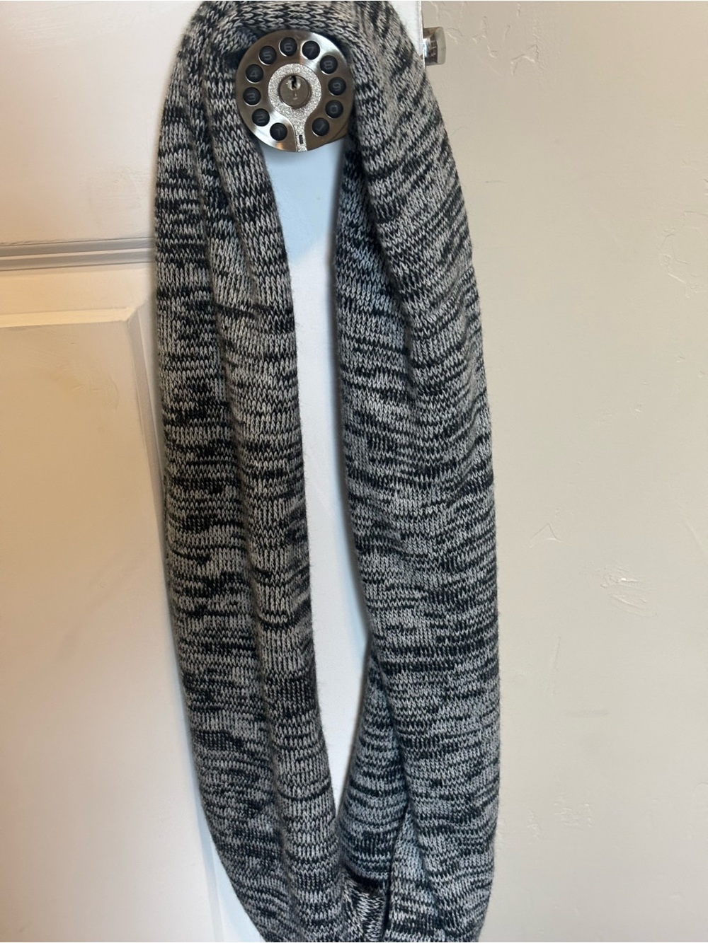 Gray & Black Marled Knit Infinity Scarf